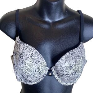 Victoria’s Secret bra lined Demi 34D white leopard underwire